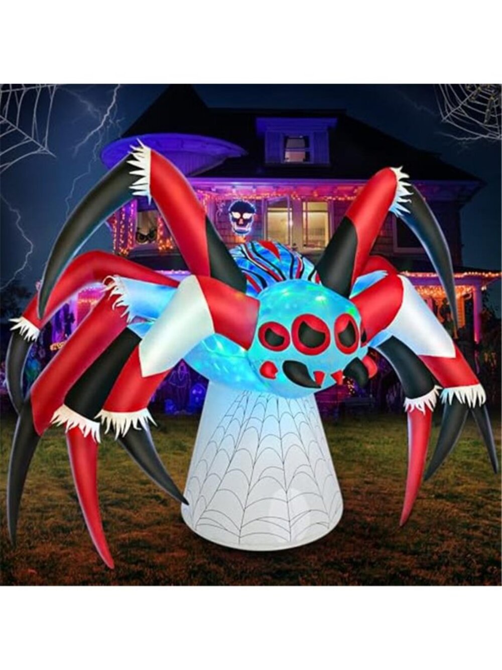 6FT Halloween Inflatables Spider Decoration with Magic Led Light Up Halloween